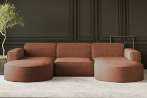 Sofa w kształcie U MODENA narożnik, tkanina Poso, wiele kolorów
