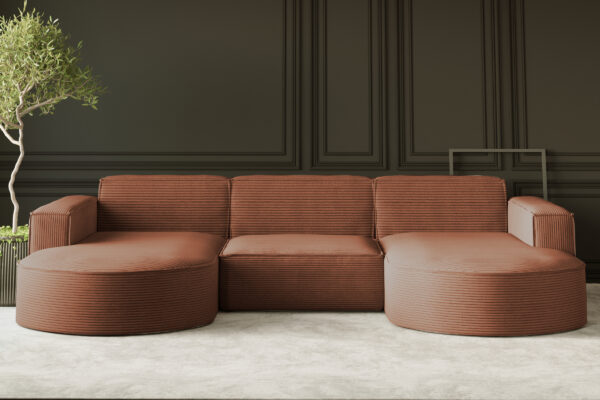 Sofa w kształcie U MODENA narożnik, tkanina Poso, wiele kolorów