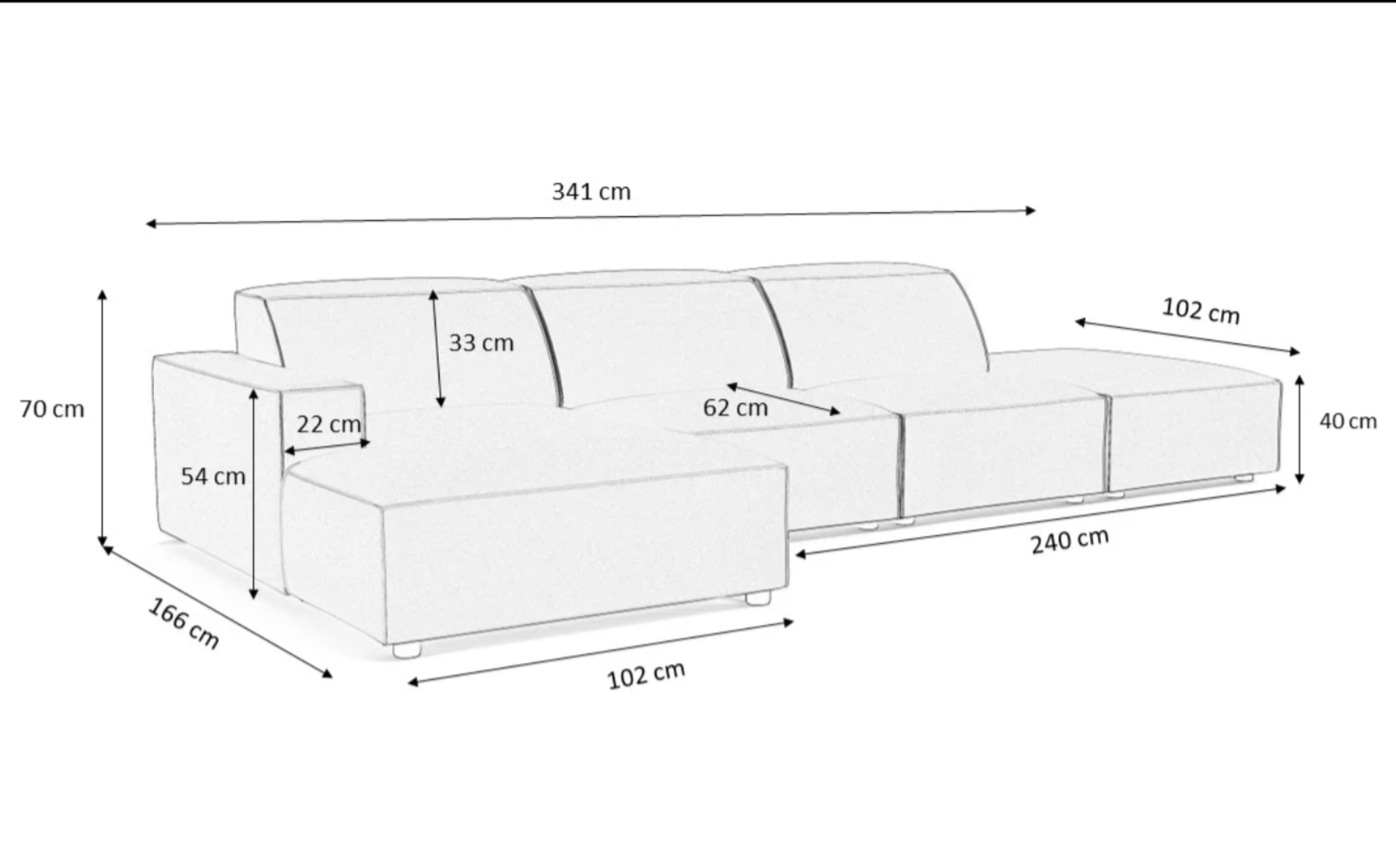 Narożnik modułowy w kształcie L CALIFORNIA, tkanina Cruse/Luna, 4 kolory - obrazek 6