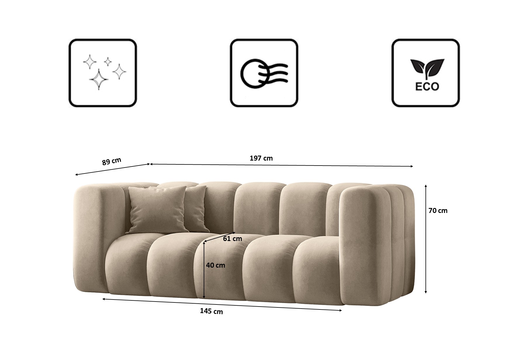 Kanapa, sofa, sofa dwuosobowa Grand Modułowa tkanina Salvador - obrazek 8