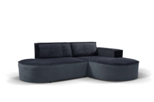 Sofa w kształcie L MODENA Studio Soft narożnik, tkanina Velo/Mavel, Czarny, Prawa - OUTLET
