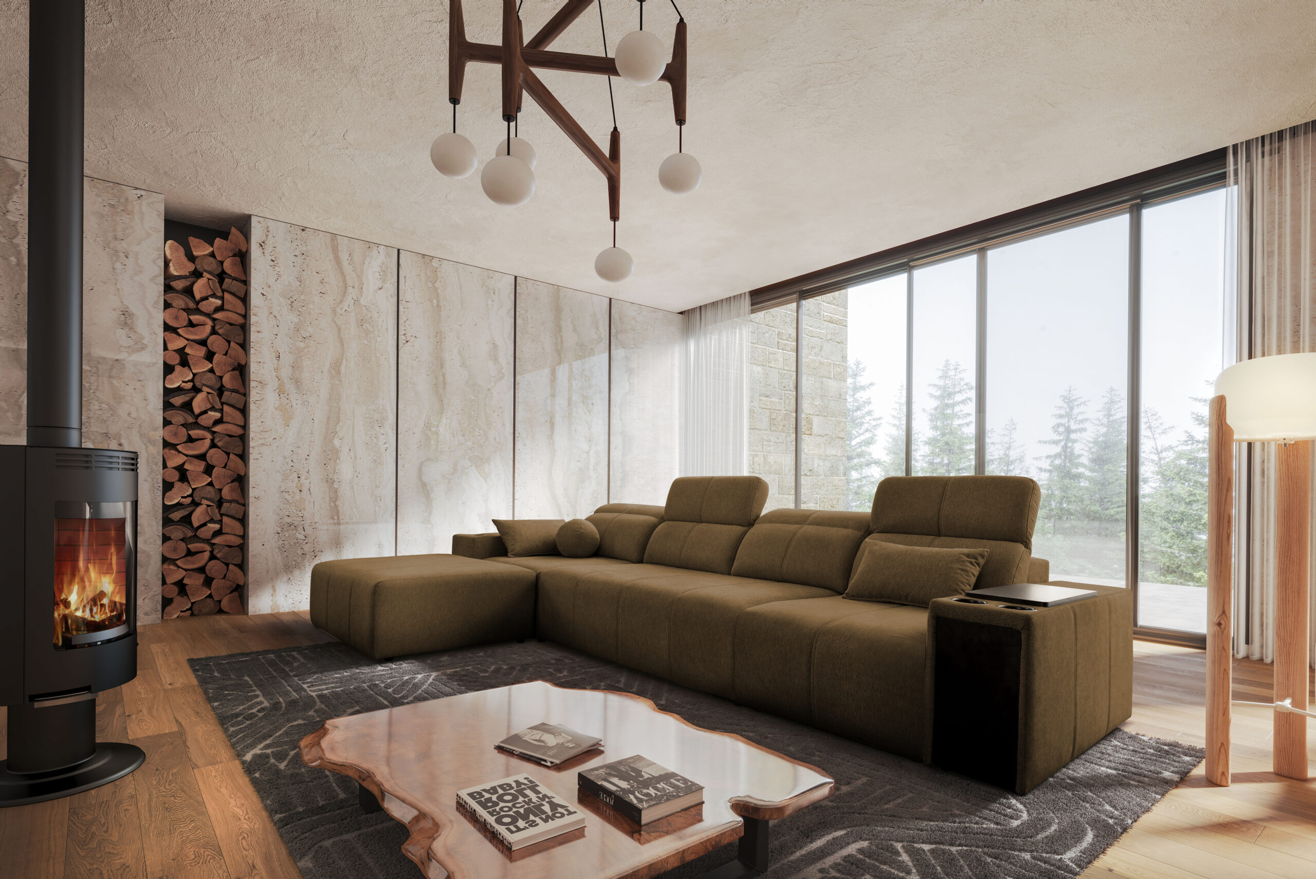 Narożnik z funkcją spania, USB i regulowanym oparciem Mindy XII, tkanina Verita - obrazek 5