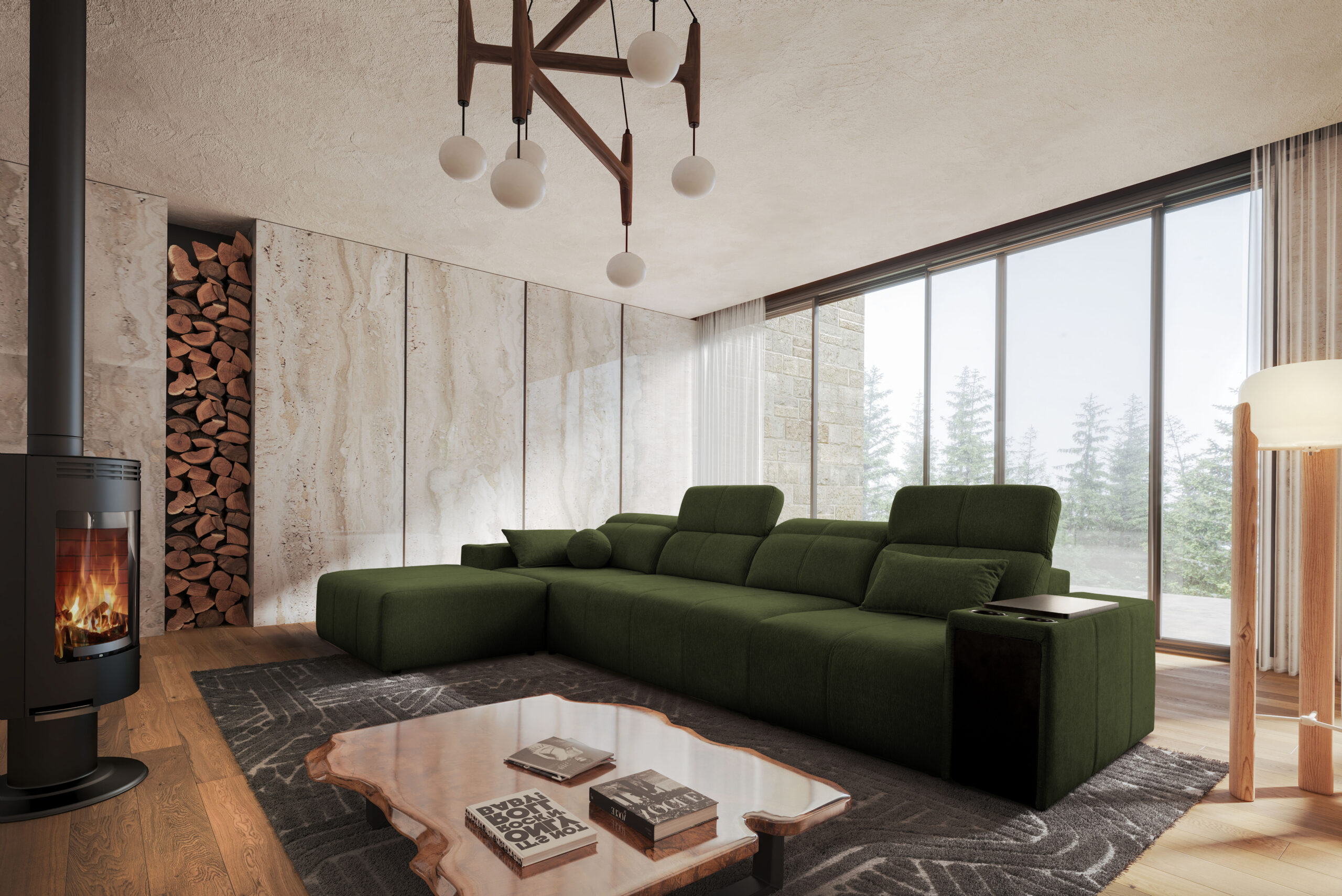 Narożnik z funkcją spania, USB i regulowanym oparciem Mindy XII, tkanina Verita - obrazek 6