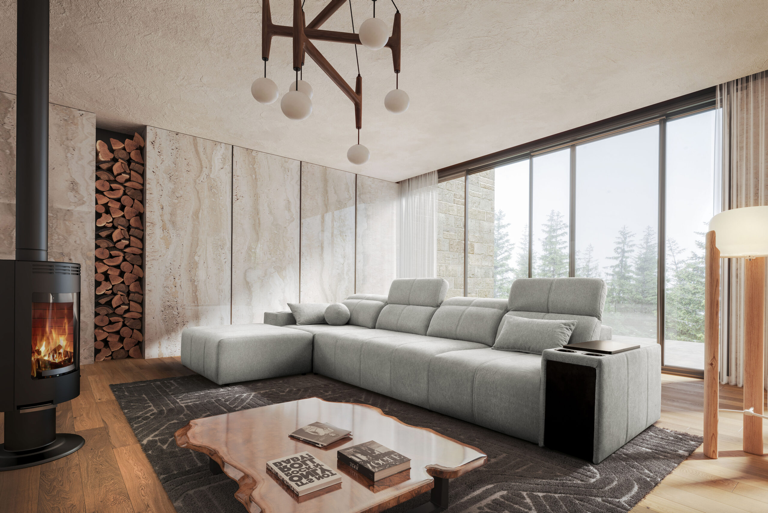 Narożnik z funkcją spania, USB i regulowanym oparciem Mindy XII, tkanina Verita - obrazek 2