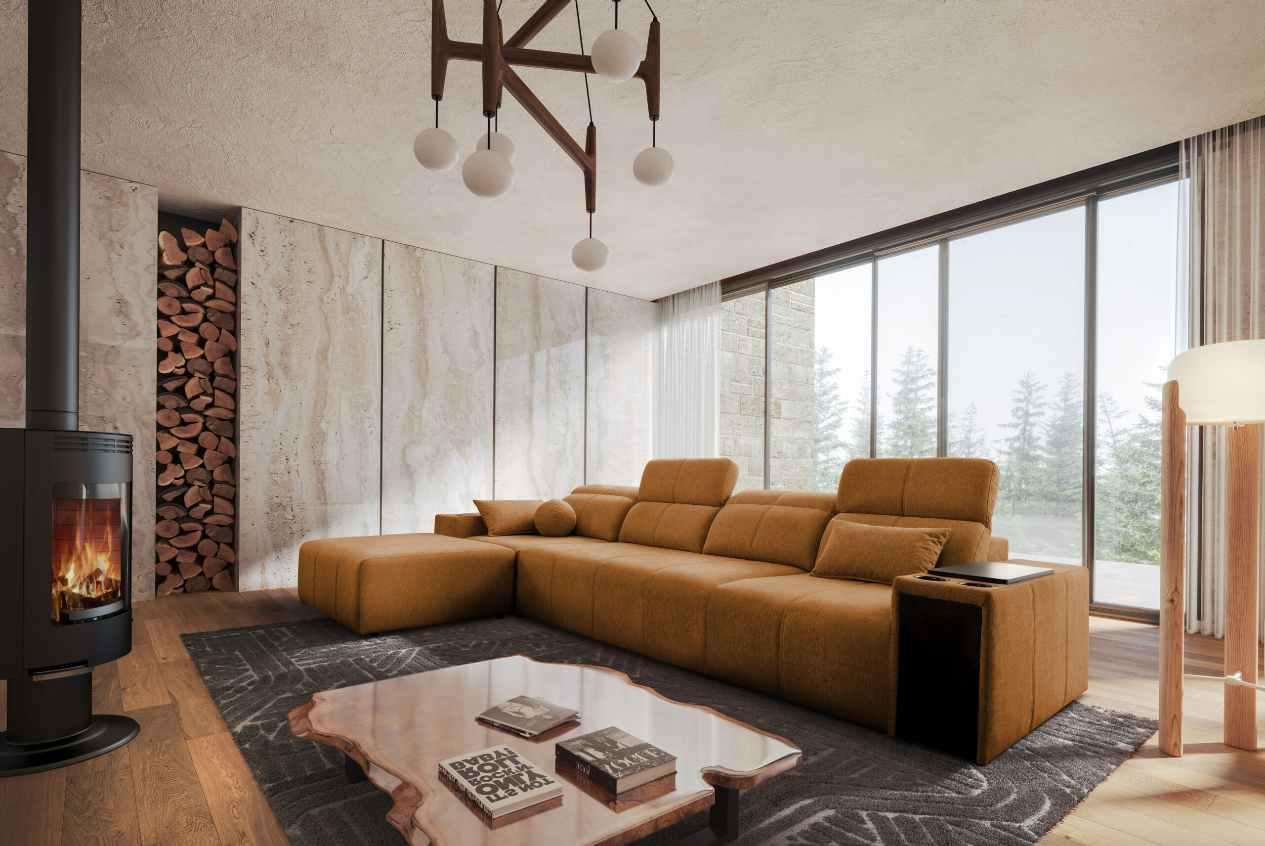 Narożnik z funkcją spania, USB i regulowanym oparciem Mindy XII, tkanina Verita - obrazek 3