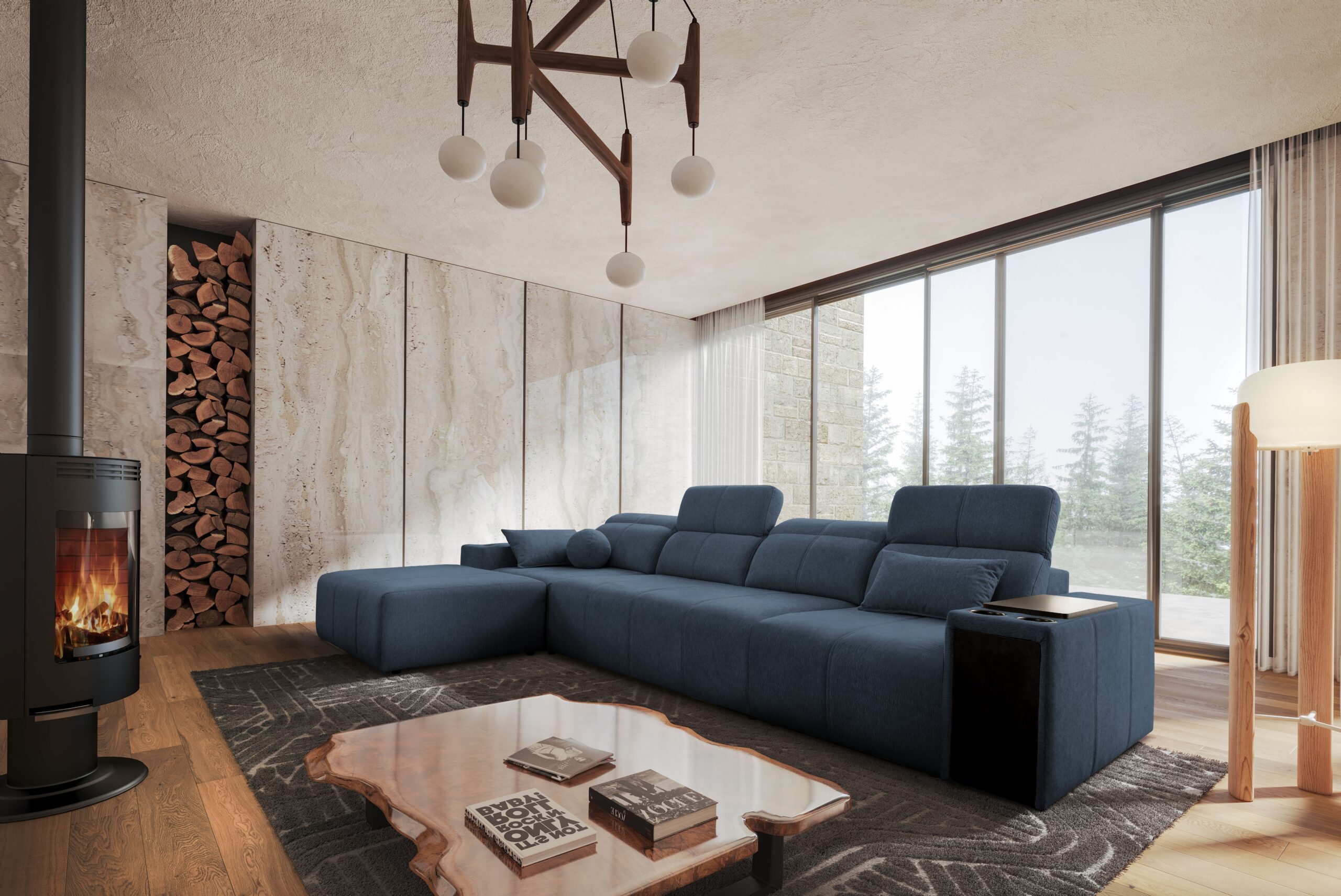 Narożnik z funkcją spania, USB i regulowanym oparciem Mindy XII, tkanina Verita - obrazek 7