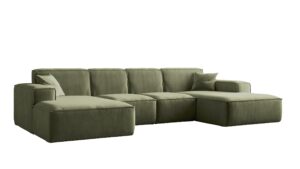 Sofa w kształcie litery U Siena, Narożnik U-kształtny Tkanina Salvador, Oliwkowy - OUTLET