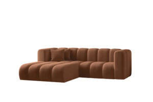 Sofa narożna w kształcie litery L, Sofa Grand modułowa z tkaniny Salvador, Brązowy, Lewa - OUTLET