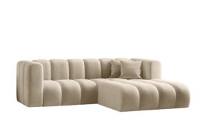 Sofa narożna w kształcie litery L, Sofa Grand modułowa z tkaniny Salvador, Jasnobeżowy, Prawy - OUTLET