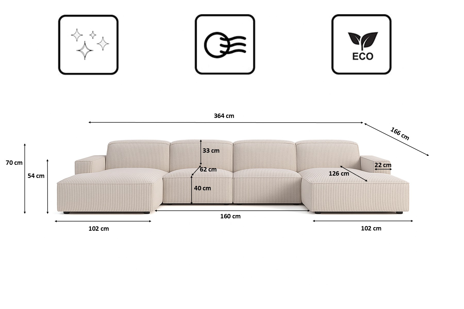 Narożnik Cursal w kształcie litery U – duża, modułowa sofa wykonana z wysokiej jakości tkaniny Poso - obrazek 7