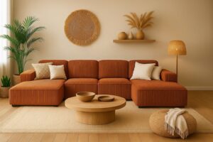 Narożnik Cursal w kształcie litery U – duża, modułowa sofa wykonana z wysokiej jakości tkaniny Poso