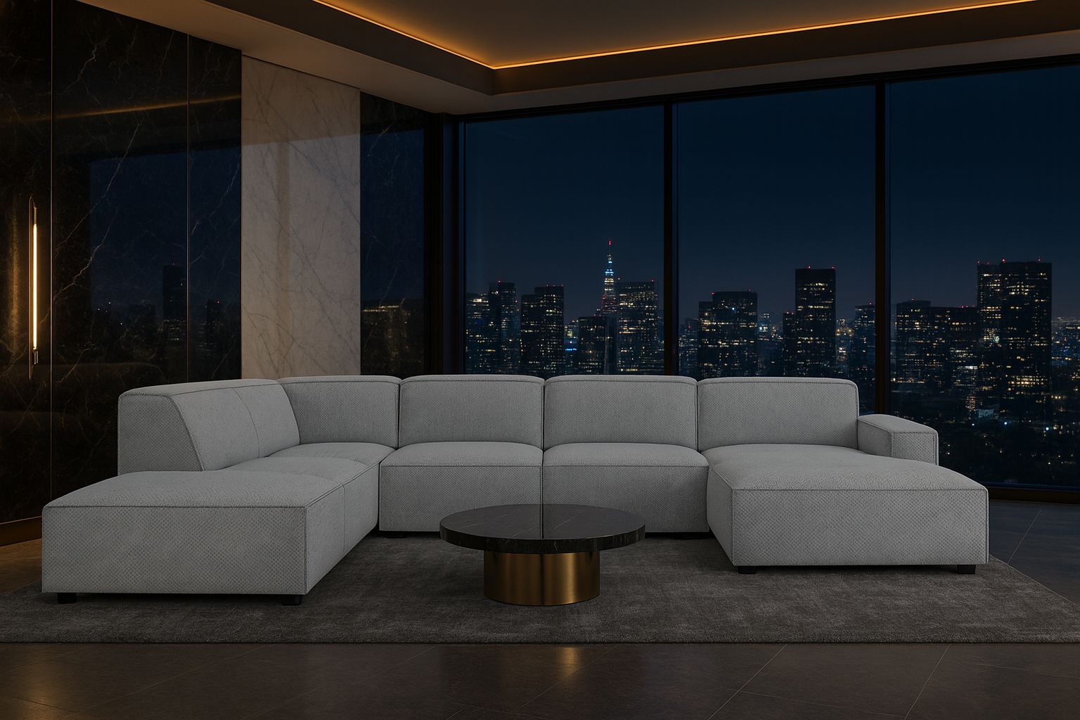 Narożnik Cursal V – duży, modułowy design łączący styl i komfort, tkanina Artico